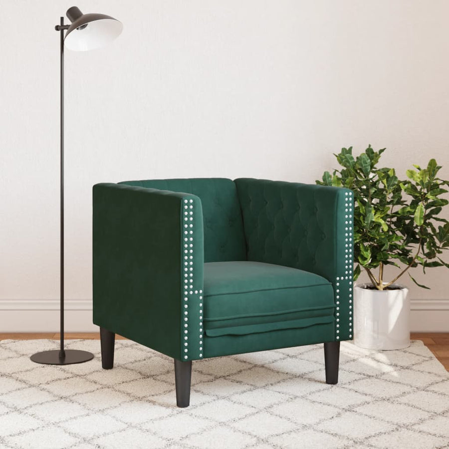 Fauteuil Chesterfield-Stijl Fluweel Donkergroen