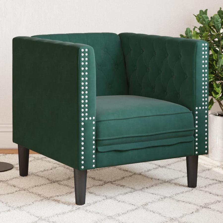 Fauteuil Chesterfield-Stijl Fluweel Donkergroen