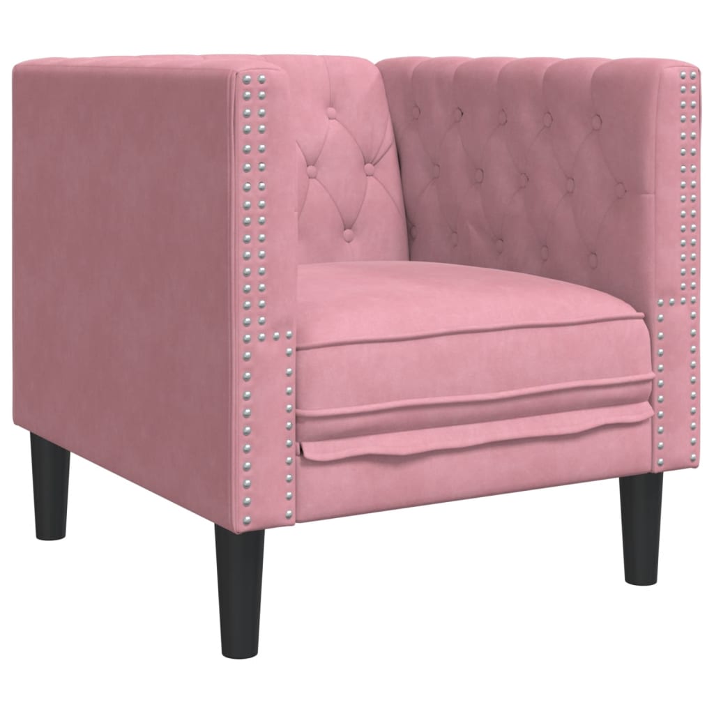 Fauteuil Chesterfield-stijl fluweel roze