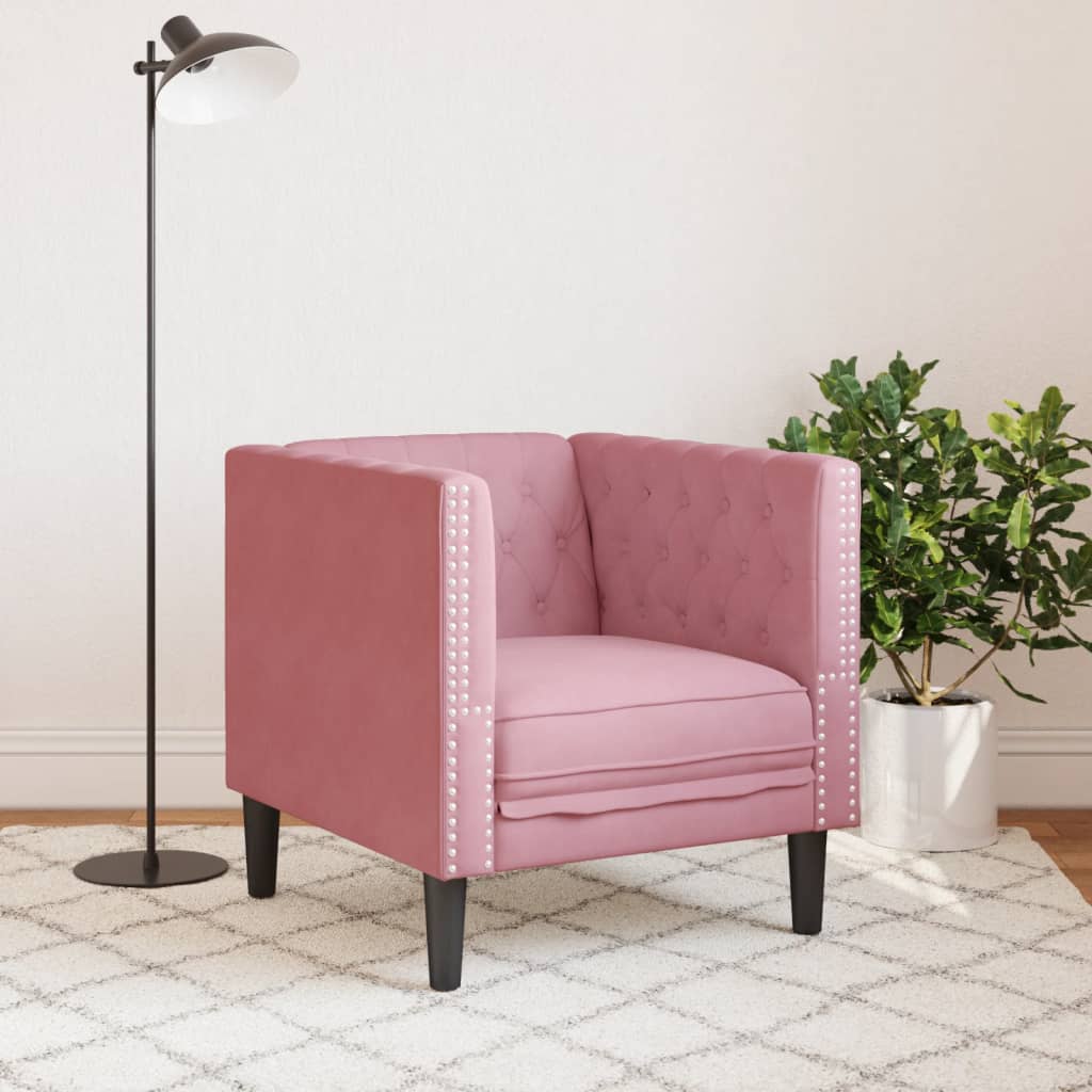 Fauteuil Chesterfield-stijl fluweel roze