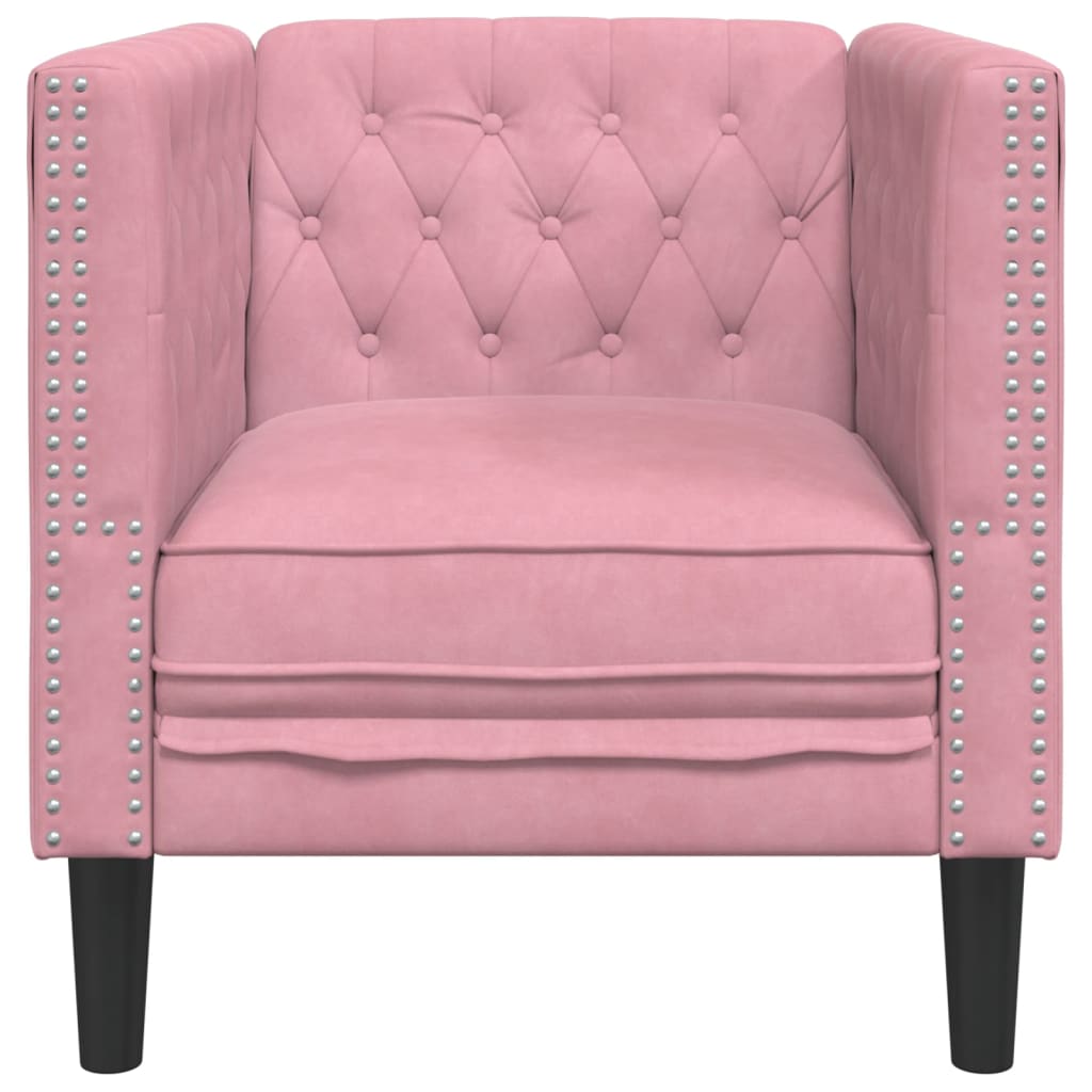Fauteuil Chesterfield-stijl fluweel roze