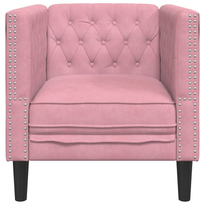 Fauteuil Chesterfield-stijl fluweel roze