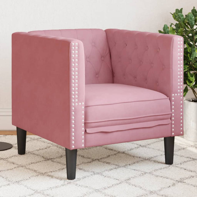 Fauteuil Chesterfield-stijl fluweel roze