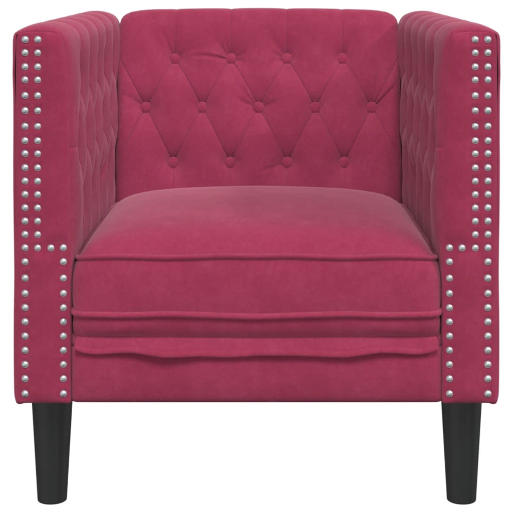 Fauteuil Chesterfield-stijl fluweel wijnrood
