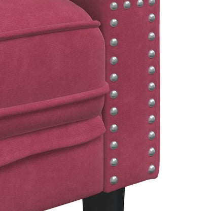 Fauteuil Chesterfield-stijl fluweel wijnrood
