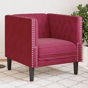 Fauteuil fluweel wijnrood Chesterfield 71x74,5x70,5 cm