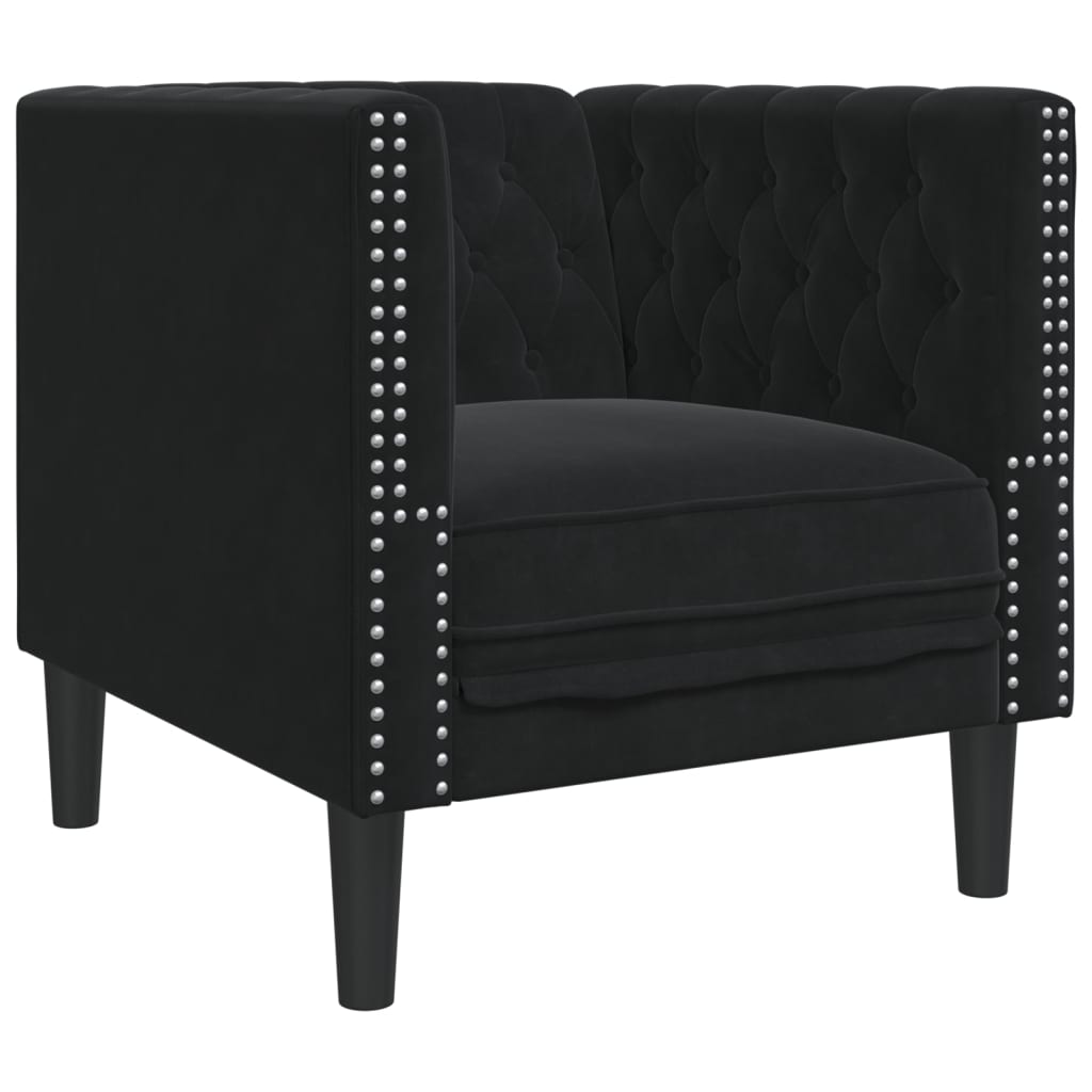 Fauteuil Chesterfield-stijl fluweel zwart