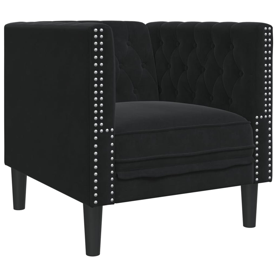 Fauteuil Chesterfield-stijl fluweel zwart
