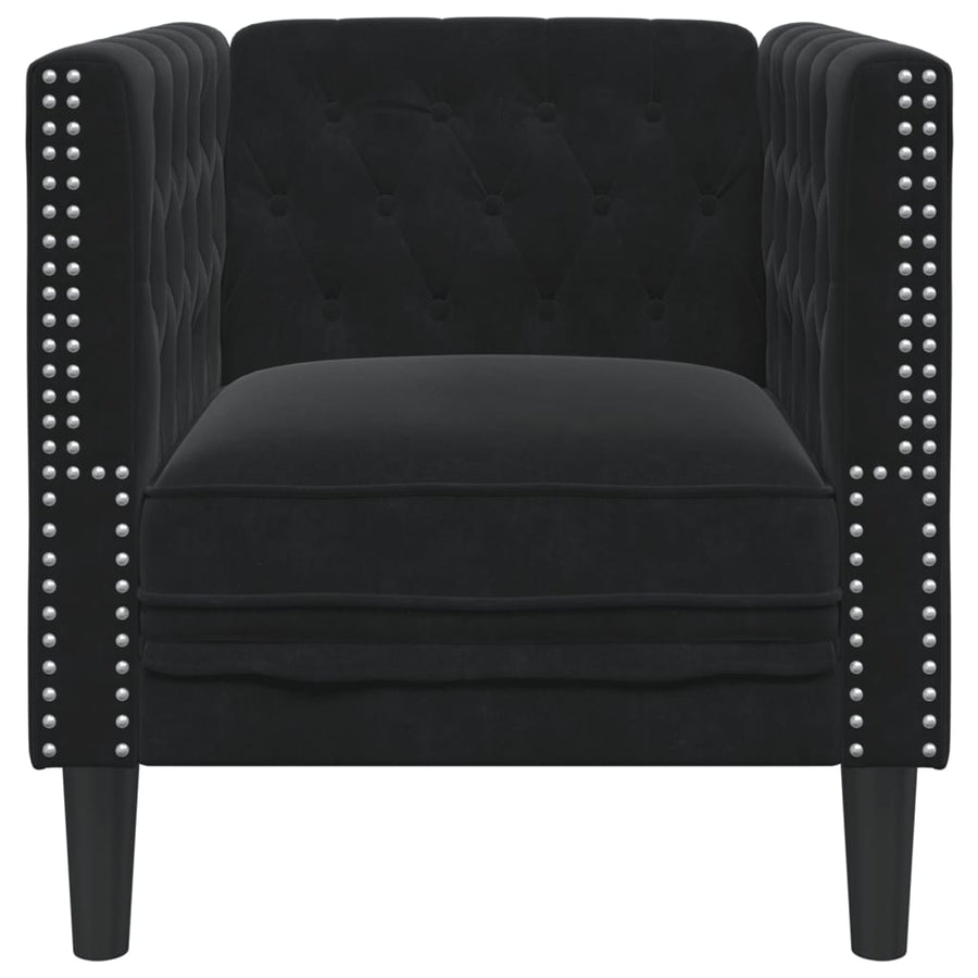 Fauteuil Chesterfield-stijl fluweel zwart