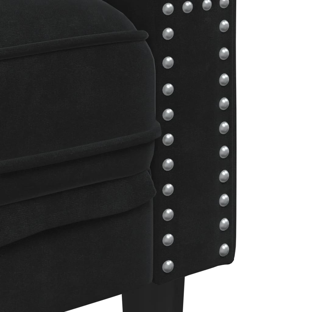 Fauteuil Chesterfield-stijl fluweel zwart