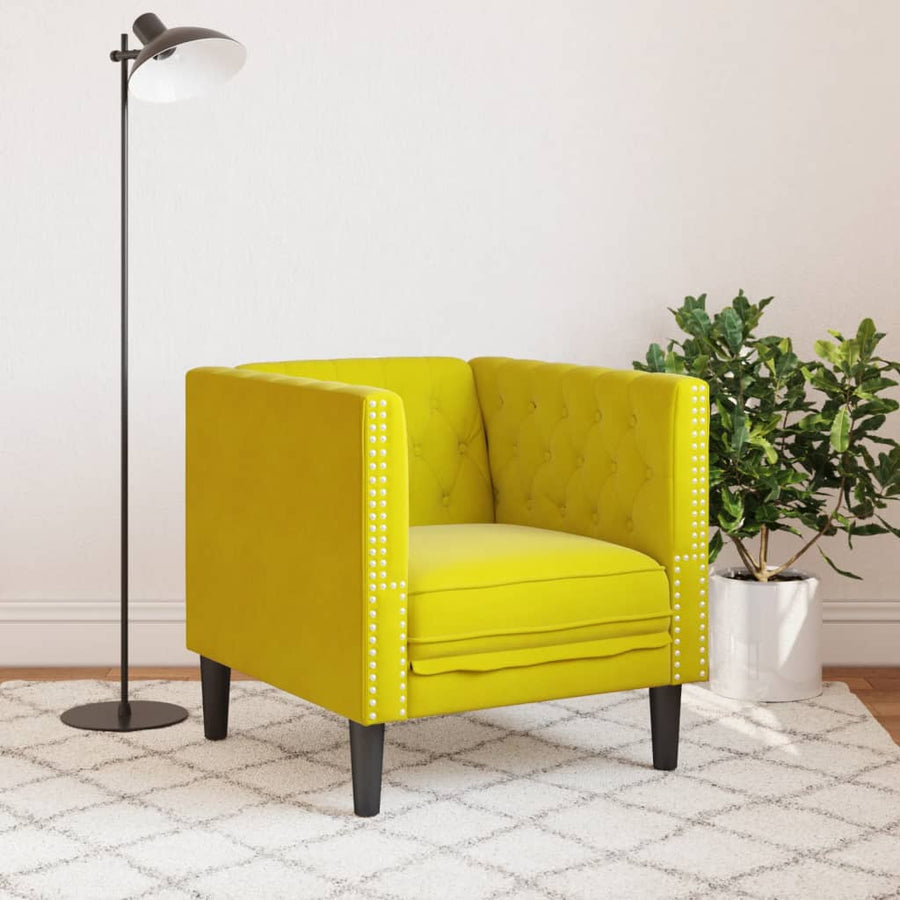 Fauteuil Chesterfield-Stijl Fluweel Geel