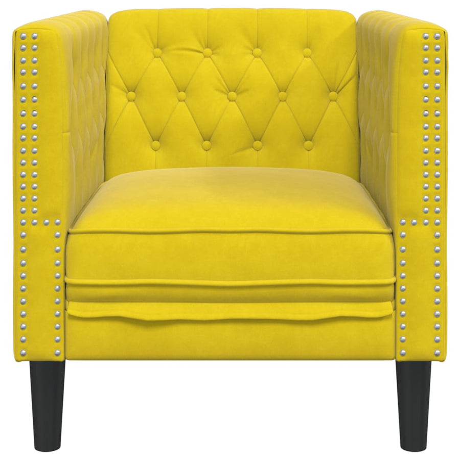 Fauteuil Chesterfield-Stijl Fluweel Geel