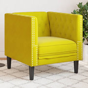 Fauteuil geel fluweel Chesterfield-stijl