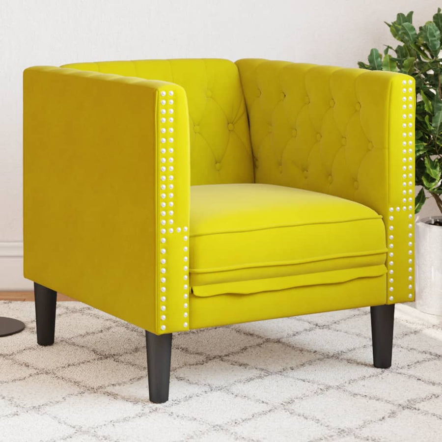 Fauteuil Chesterfield-Stijl Fluweel Geel