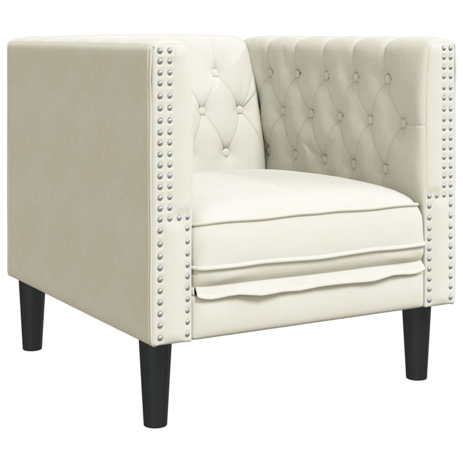 Fauteuil Chesterfield-Stijl Fluweel Kleurig Crème