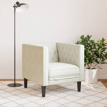 Fauteuil Chesterfield-Stijl Fluweel Kleurig Crème