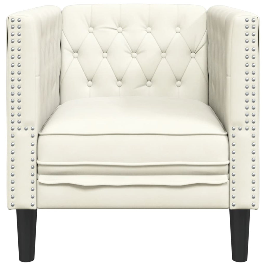 Fauteuil Chesterfield-Stijl Fluweel Kleurig Crème