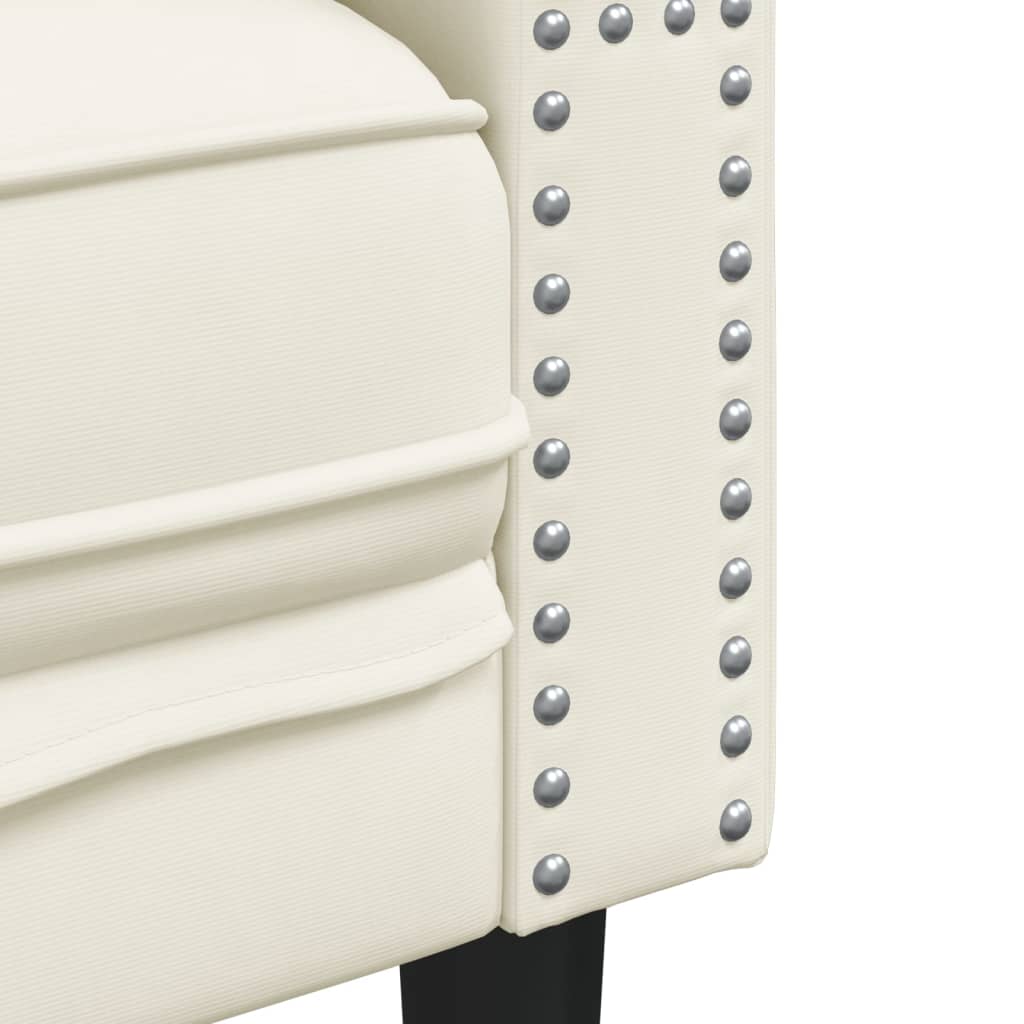 Fauteuil Chesterfield-Stijl Fluweel Kleurig Crème