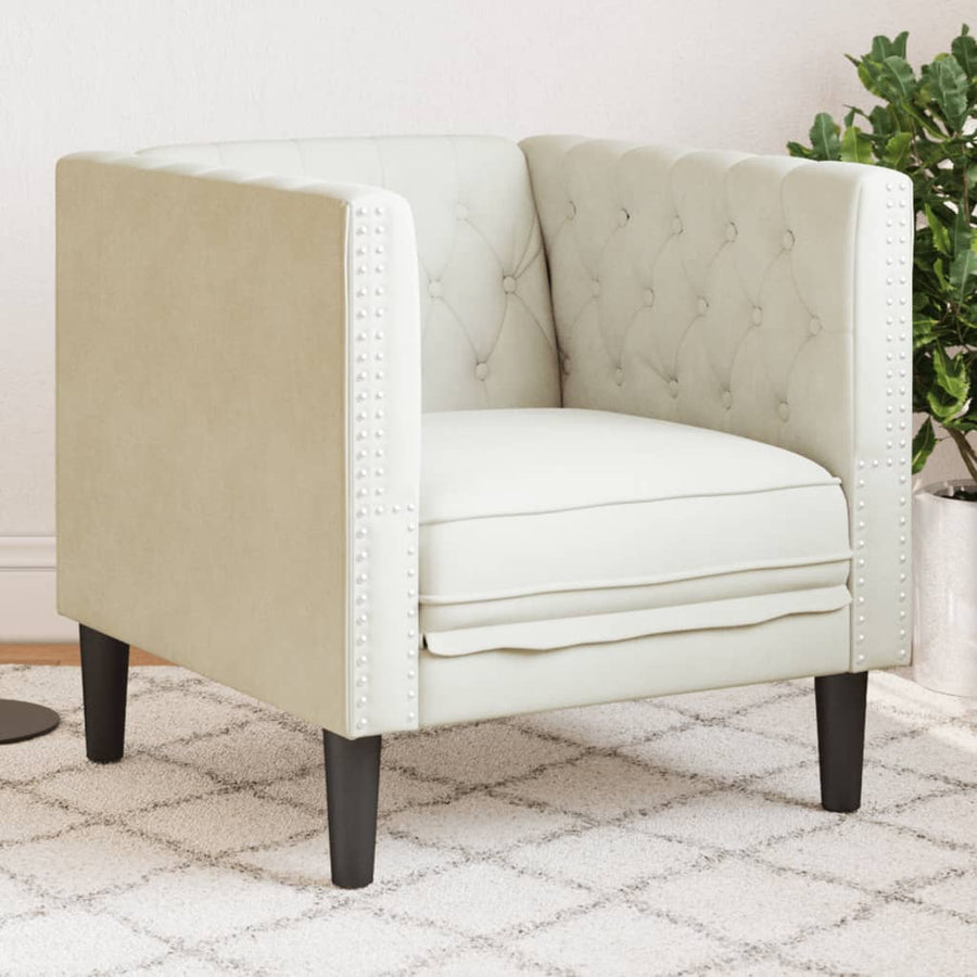 Fauteuil Chesterfield-Stijl Fluweel Kleurig Crème