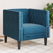 Fauteuil fluweel blauw Chesterfield-stijl