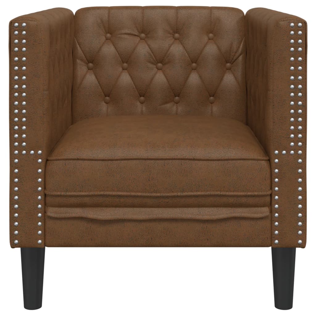 Fauteuil Chesterfield-stijl kunstsuède bruin