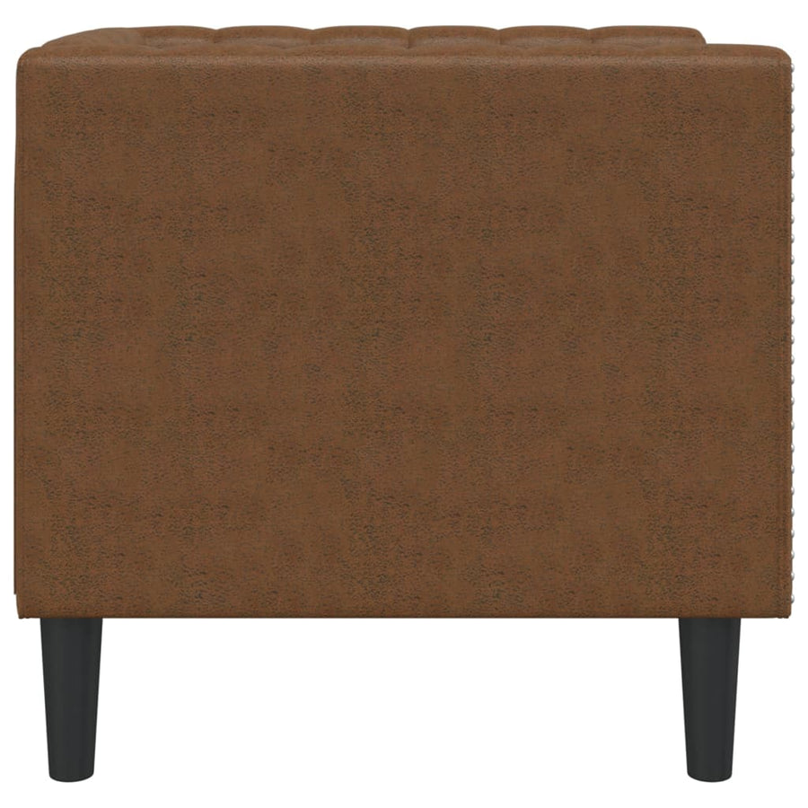 Fauteuil Chesterfield-stijl kunstsuède bruin