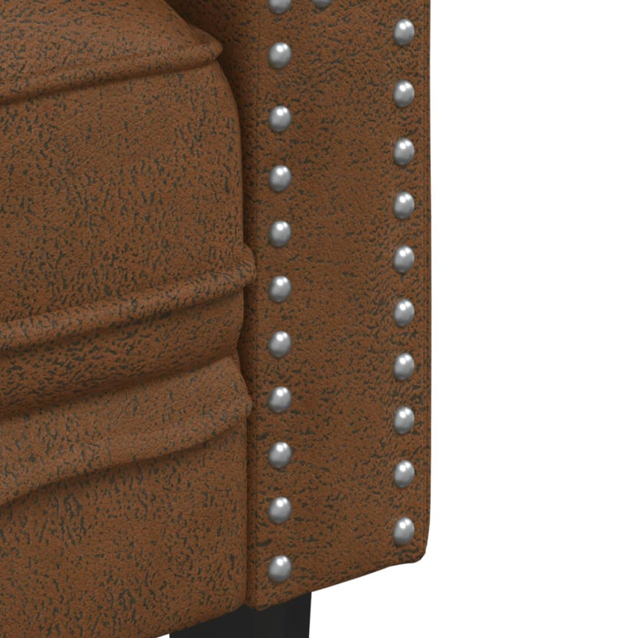 Fauteuil Chesterfield-stijl kunstsuède bruin