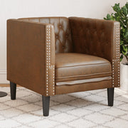 Fauteuil bruin kunstsuède Chesterfield 71x74,5x70,5 cm