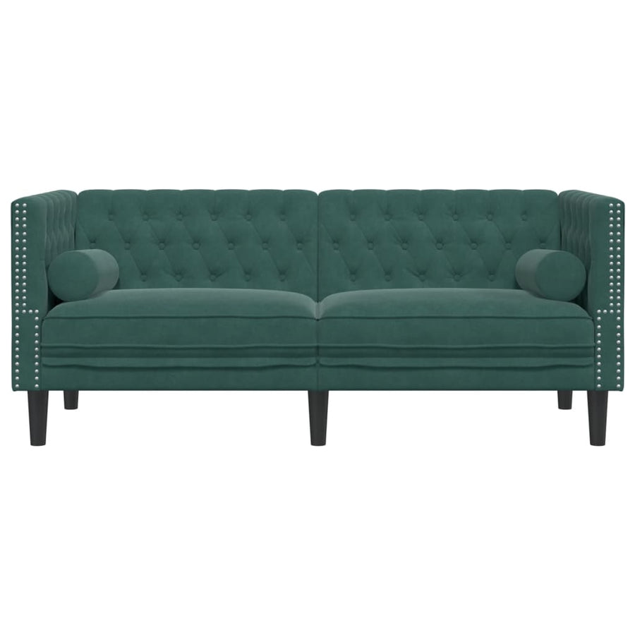 Tweezitsbank Chesterfield-stijl en bolsters fluweel donkergroen