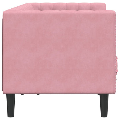 Chesterfield-Stijl En Bolsters Fluweel Roze Tweezitsbank