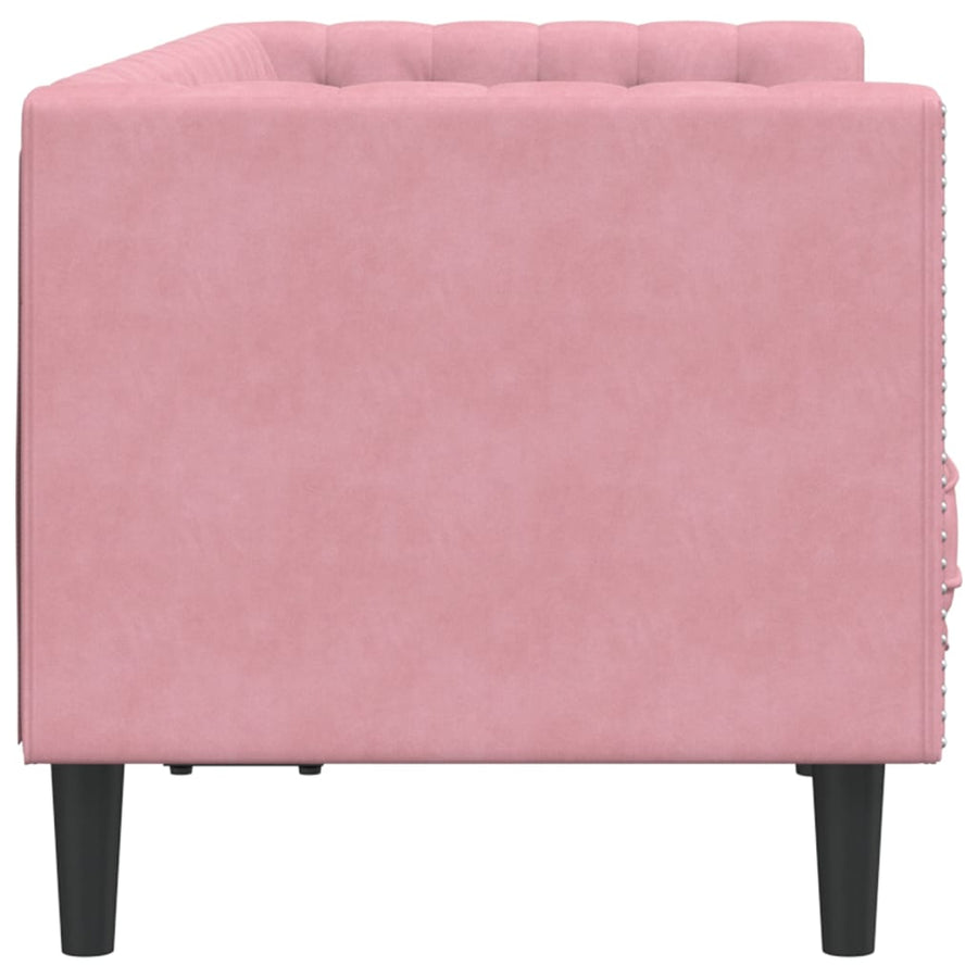 Chesterfield-Stijl En Bolsters Fluweel Roze Tweezitsbank