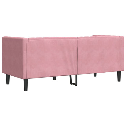 Chesterfield-Stijl En Bolsters Fluweel Roze Tweezitsbank