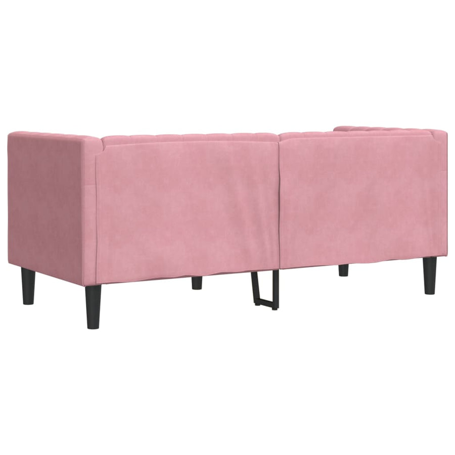 Chesterfield-Stijl En Bolsters Fluweel Roze Tweezitsbank