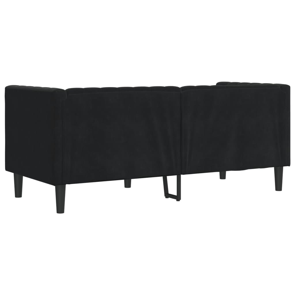 Tweezitsbank Chesterfield-stijl en bolsters fluweel zwart