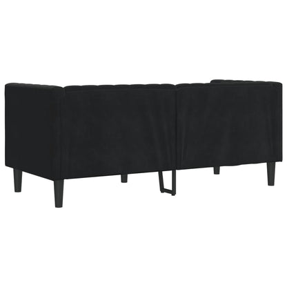 Tweezitsbank Chesterfield-stijl en bolsters fluweel zwart