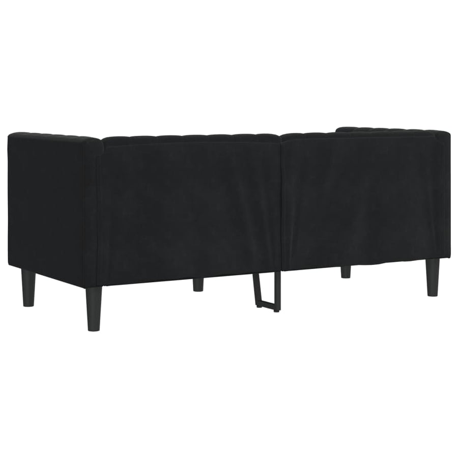 Tweezitsbank Chesterfield-stijl en bolsters fluweel zwart