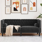 Tweezitsbank fluweel zwart Chesterfield 174x74,5x70,5 cm