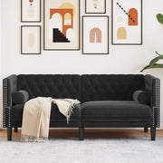 Tweezitsbank fluweel zwart Chesterfield 174x74,5x70,5 cm