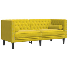 Chesterfield-Stijl En Bolsters Fluweel Geel Tweezitsbank