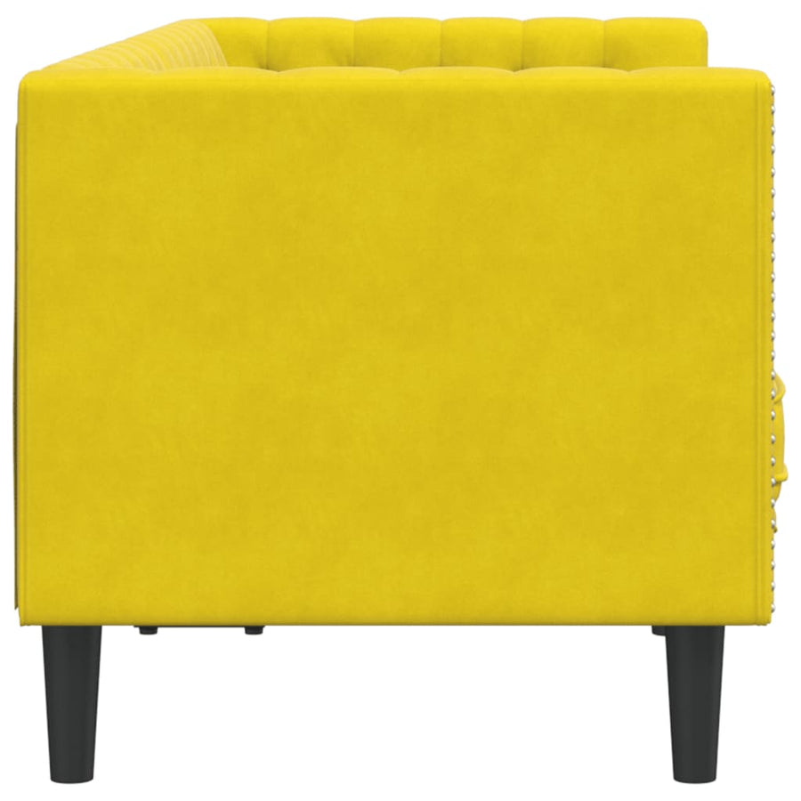 Chesterfield-Stijl En Bolsters Fluweel Geel Tweezitsbank