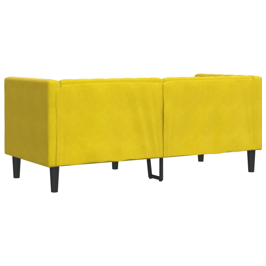 Chesterfield-Stijl En Bolsters Fluweel Geel Tweezitsbank