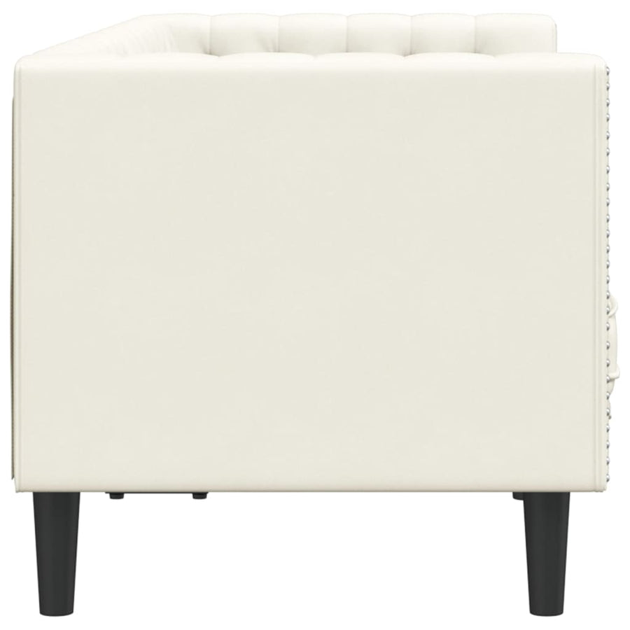 Chesterfield-Stijl En Bolsters Fluweel Kleur Crème Tweezitsbank