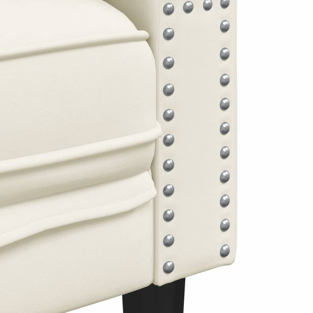 Chesterfield-Stijl En Bolsters Fluweel Kleur Crème Tweezitsbank