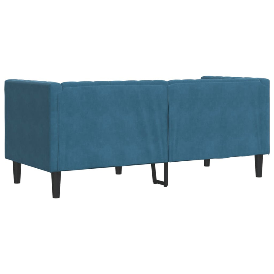 Chesterfield-Stijl En Bolsters Fluweel Blauw Tweezitsbank