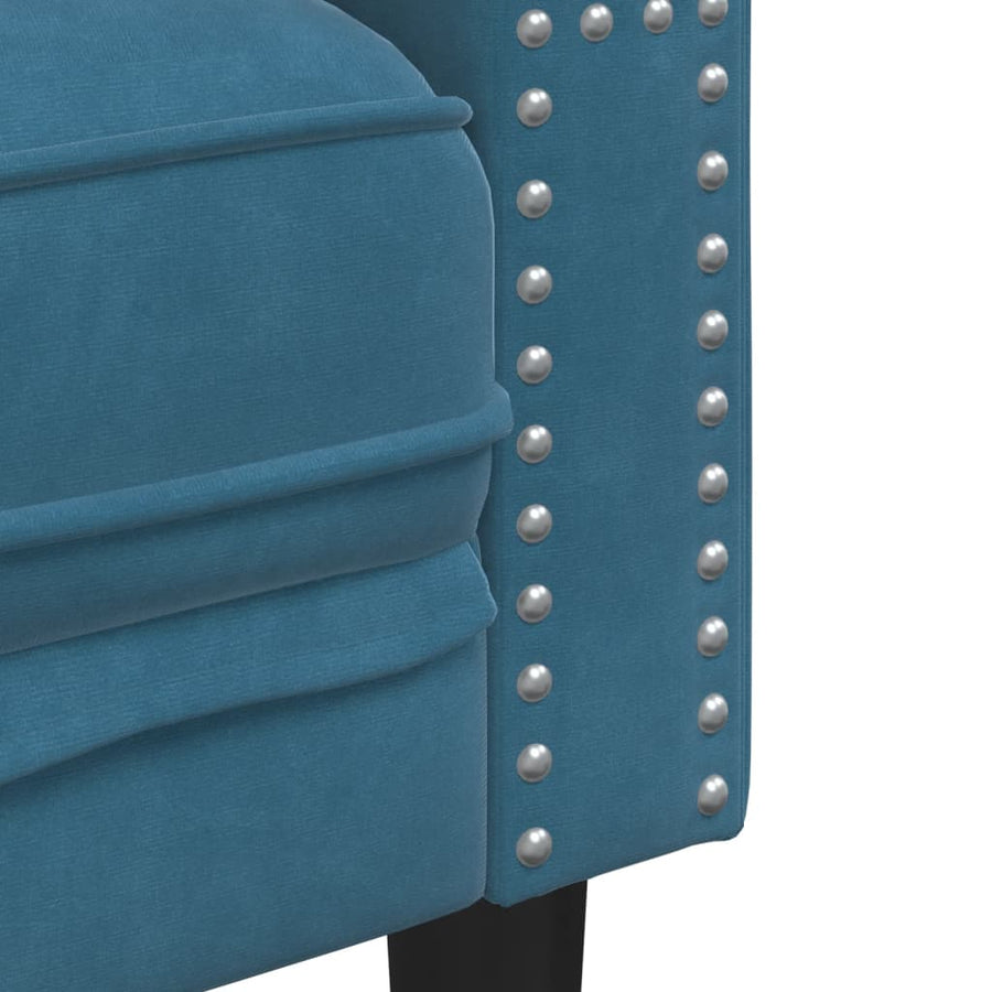 Chesterfield-Stijl En Bolsters Fluweel Blauw Tweezitsbank