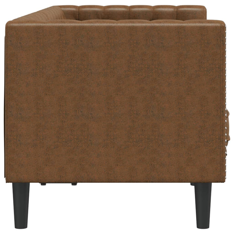 Tweezitsbank Chesterfield-stijl met bolsters kunstsuède bruin