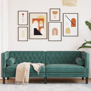 Driezitsbank fluweel donkergroen 194x74,5x70,5 cm