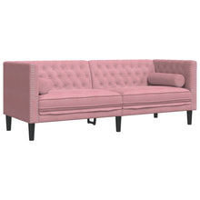 Driezitsbank Chesterfield-stijl met bolsters fluweel roze