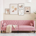 Three-seater Chesterfield-style sofa with bolsters, velvet pink