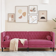Driezitsbank fluweel wijnrood 194x74,5x70,5 cm